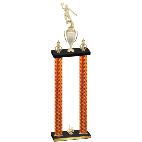 Double Orange Carbon Fiber First Place Basketball Trophy