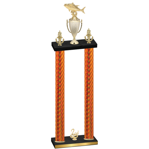 Double Orange Carbon Fiber Second Place Fishing Trophy