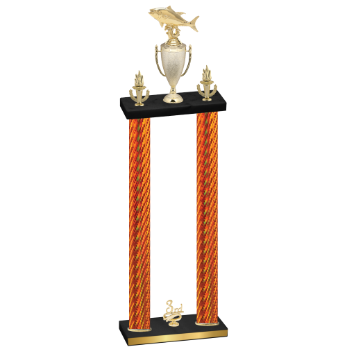 Double Orange Carbon Fiber Third Place Fishing Trophy