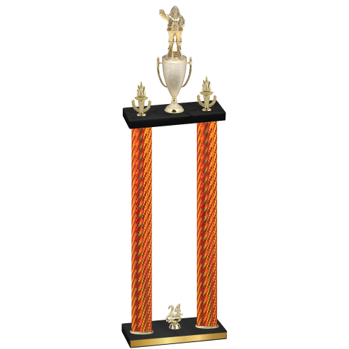 Double Orange Carbon Fiber Year Holiday Trophy