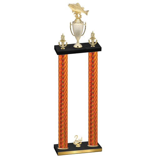 Double Orange Carbon Fiber Second Place Fishing Trophy