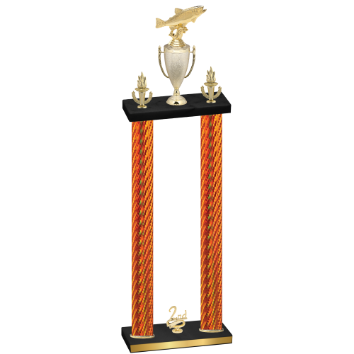 Double Orange Carbon Fiber Second Place Fishing Trophy