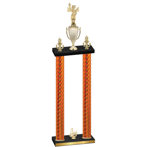 Double Orange Carbon Fiber Third Place Academics Trophy