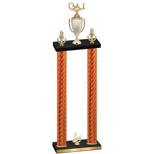 Double Orange Carbon Fiber Third Place Academics Trophy