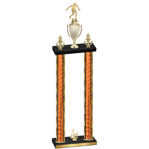 Double Orange Glacier Third Place Soccer Trophy