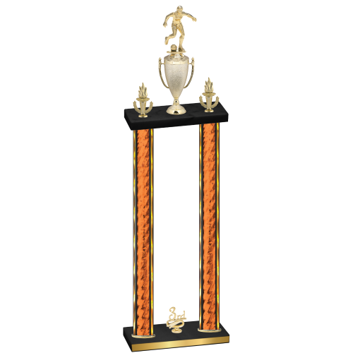 Double Orange Glacier Third Place Soccer Trophy