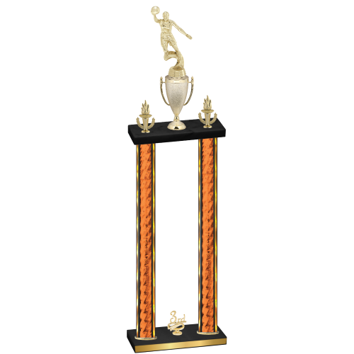 Double Orange Glacier Third Place Basketball Trophy