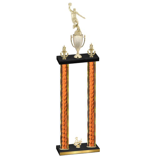 Double Orange Glacier Third Place Basketball Trophy
