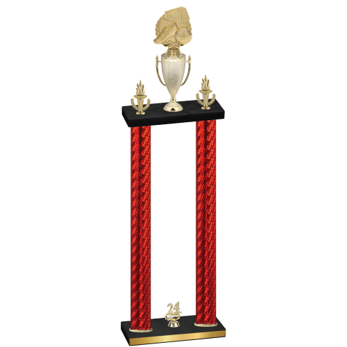 Double Red Carbon Fiber Year Soccer Trophy