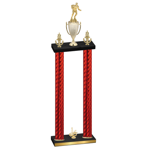 Double Red Carbon Fiber First Place Rugby Trophy
