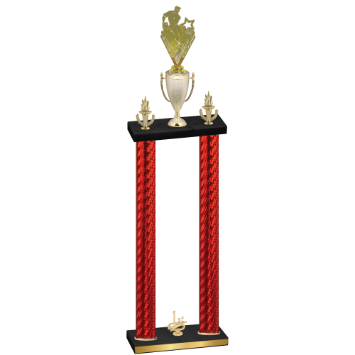 Double Red Carbon Fiber First Place Rugby Trophy