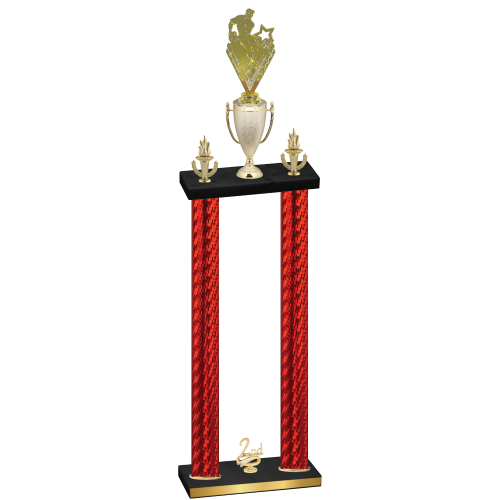 Double Red Carbon Fiber Second Place Rugby Trophy
