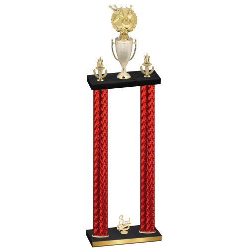 Double Red Carbon Fiber Third Place Bowling Trophy