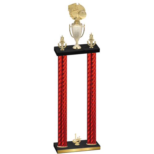 Double Red Carbon Fiber First Place Basketball Trophy