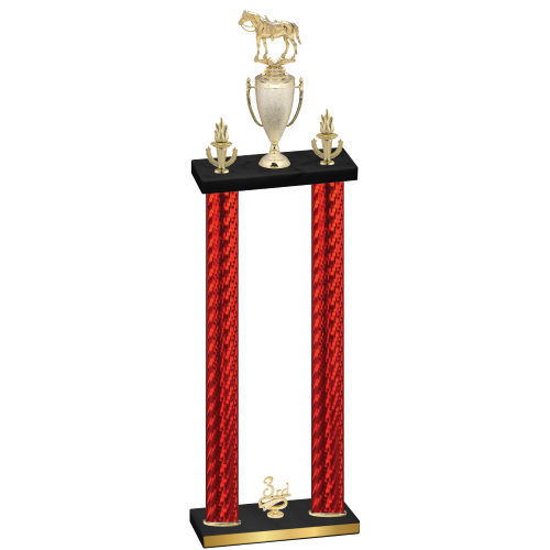 Double Red Carbon Fiber Third Place Horses Trophy