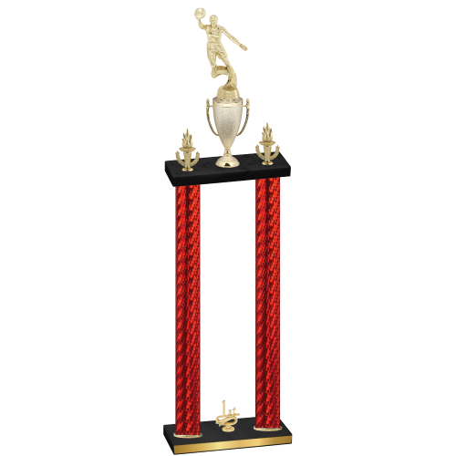 Double Red Carbon Fiber First Place Basketball Trophy