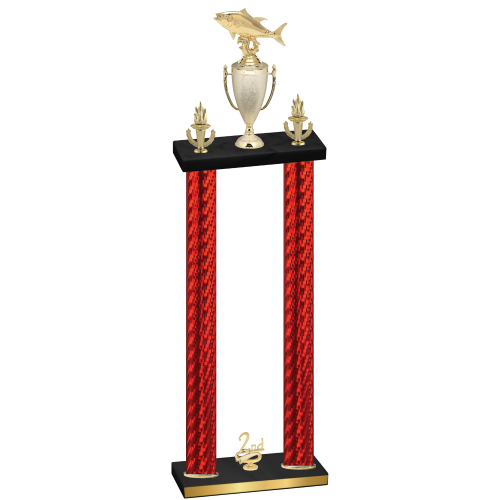 Double Red Carbon Fiber Second Place Fishing Trophy