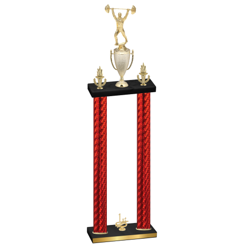Double Red Carbon Fiber First Place Weights Trophy