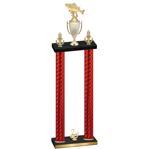 Double Red Carbon Fiber Second Place Fishing Trophy