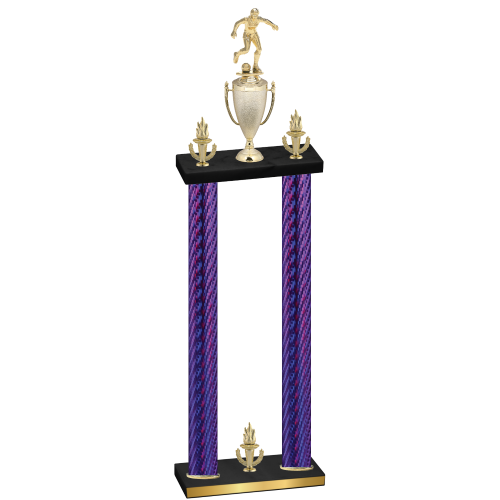 Double Purple Carbon Fiber Victory Soccer Trophy