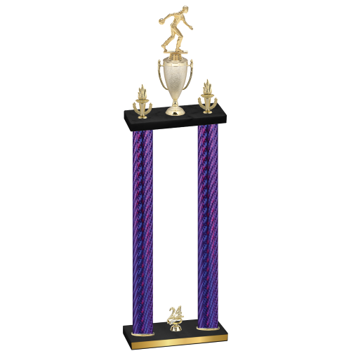 Double Purple Carbon Fiber Year Bowling Trophy