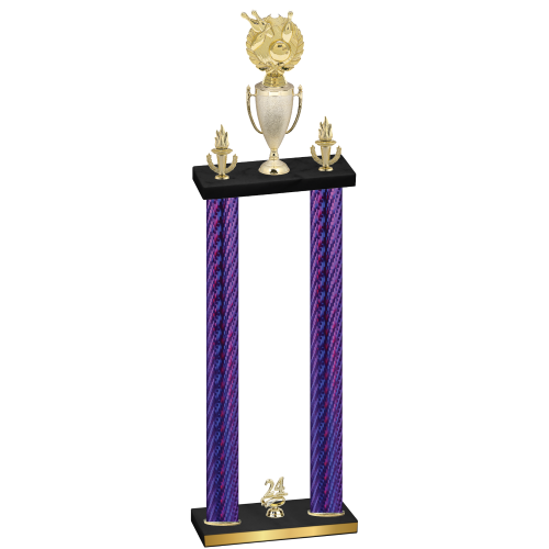 Double Purple Carbon Fiber Year Bowling Trophy