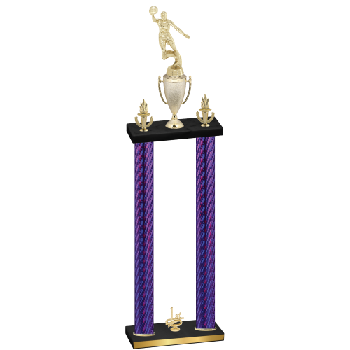 Double Purple Carbon Fiber First Place Basketball Trophy