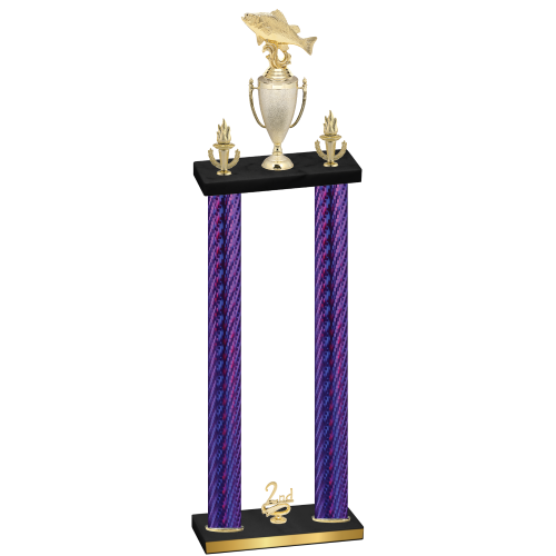 Double Purple Carbon Fiber Second Place Fishing Trophy