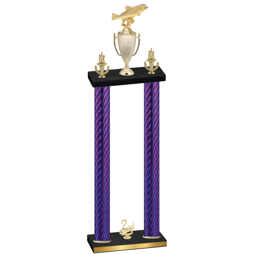 Double Purple Carbon Fiber Second Place Fishing Trophy