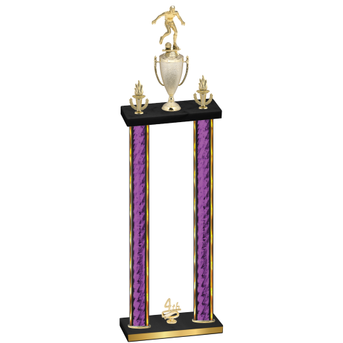 Double Purple Glacier Fourth Place Soccer Trophy