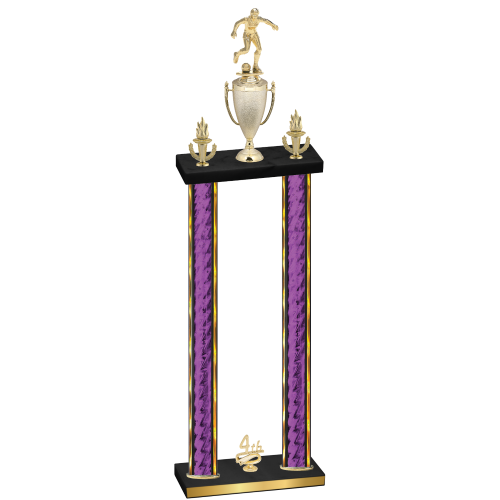 Double Purple Glacier Fourth Place Soccer Trophy