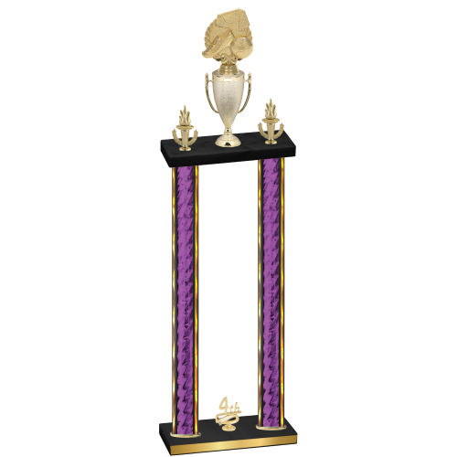 Double Purple Glacier Fourth Place Soccer Trophy