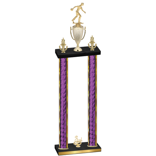 Double Purple Glacier Third Place Bowling Trophy