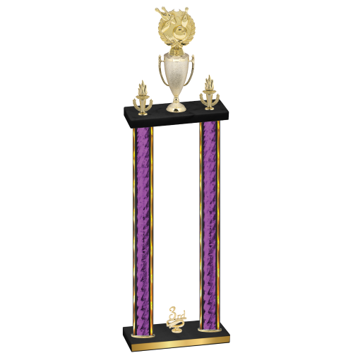Double Purple Glacier Third Place Bowling Trophy