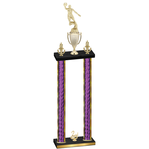 Double Purple Glacier Second Place Basketball Trophy