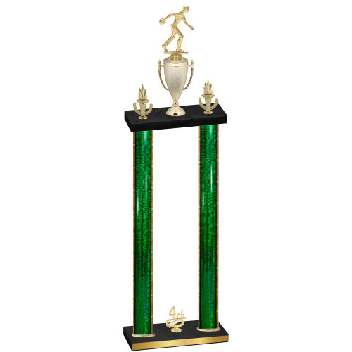 Double Green Glacier Fourth Place Bowling Trophy