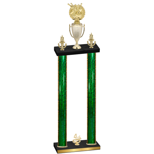 Double Green Glacier Fourth Place Bowling Trophy