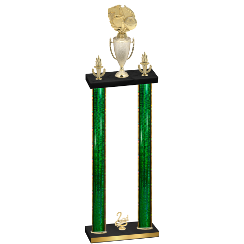 Double Green Glacier Second Place Basketball Trophy