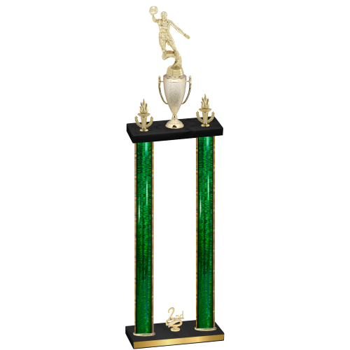 Double Green Glacier Second Place Basketball Trophy