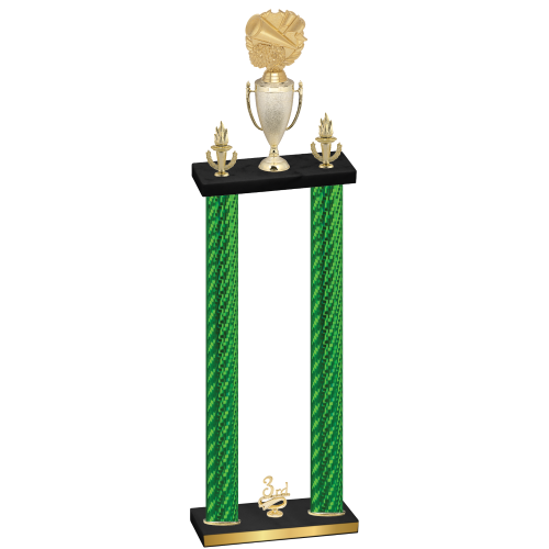 Double Green Carbon Fiber Third Place Cheerleading Trophy