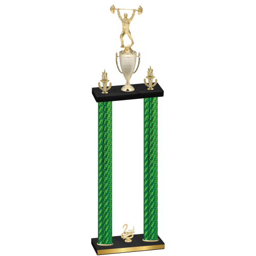 Double Green Carbon Fiber Second Place Weights Trophy