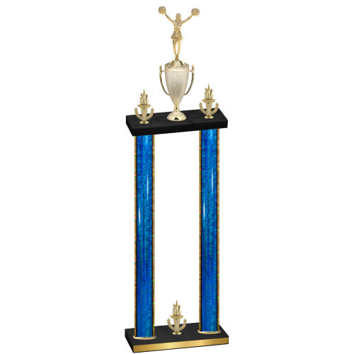 Double Blue Glacier Victory Cheerleading Trophy