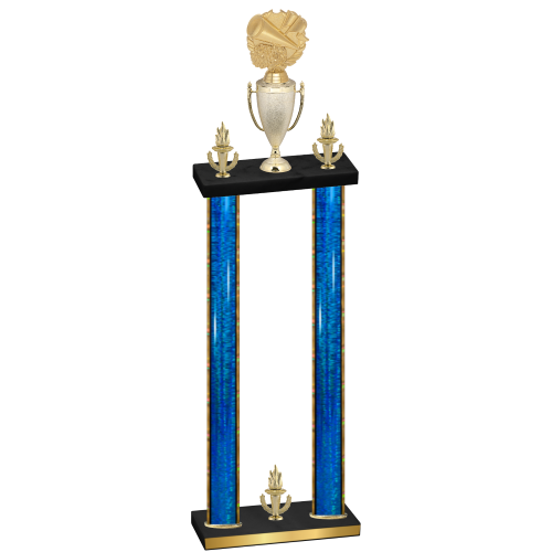 Double Blue Glacier Victory Cheerleading Trophy