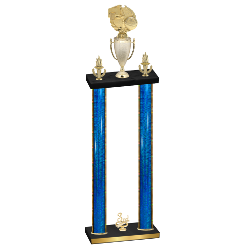 Double Blue Glacier Third Place Basketball Trophy