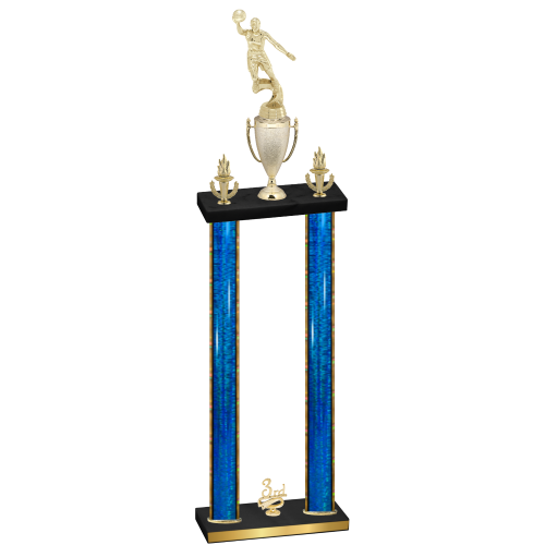 Double Blue Glacier Third Place Basketball Trophy
