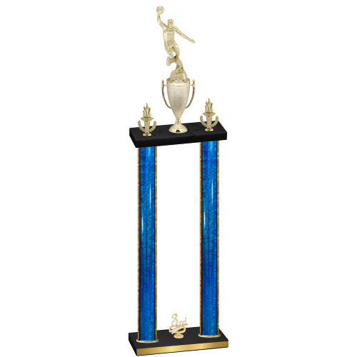 Double Blue Glacier Third Place Basketball Trophy