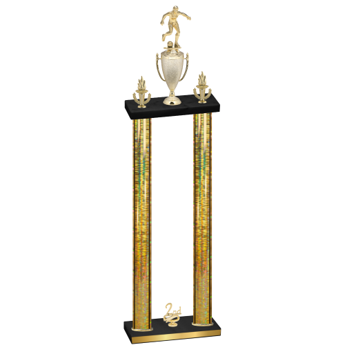 Double Gold Glacier Second Place Soccer Trophy