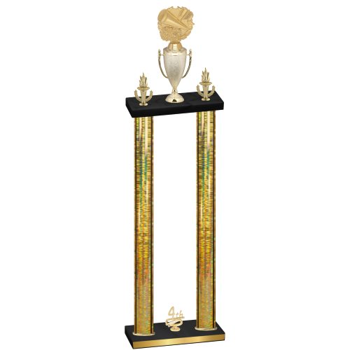 Double Gold Glacier Fourth Place Cheerleading Trophy
