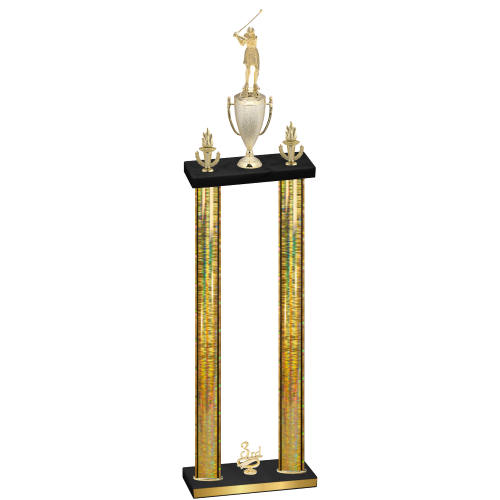 Double Gold Glacier Third Place Golf Trophy