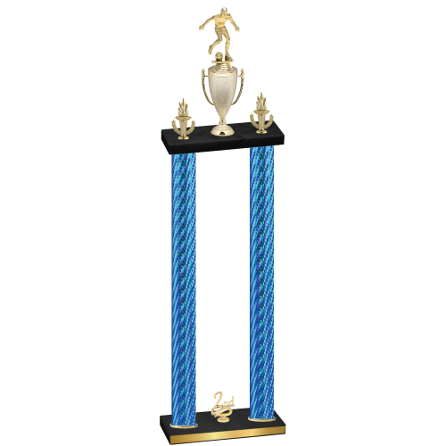 Double Blue Carbon Fiber Second Place Soccer Trophy